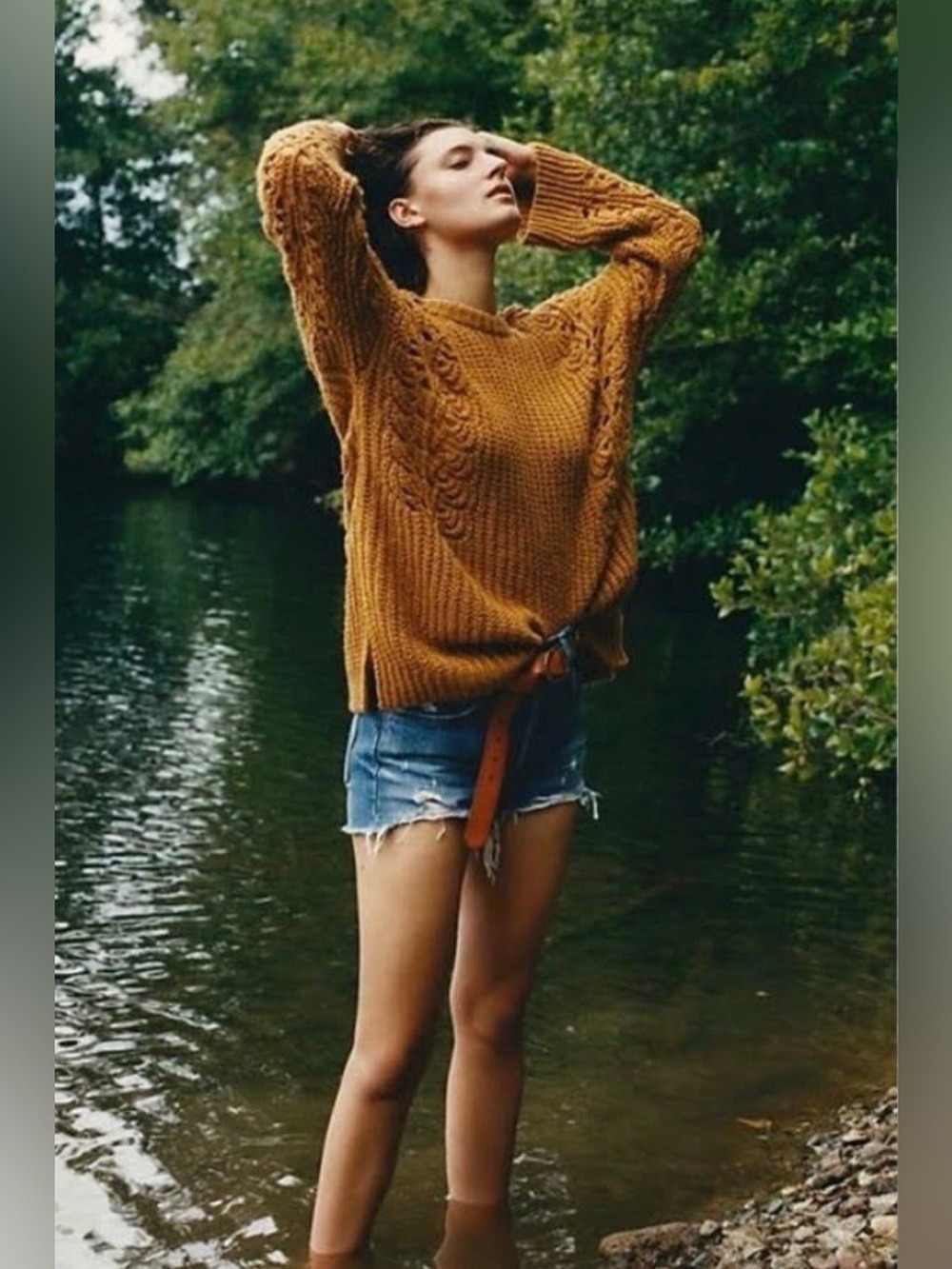 Anthropologie Pilcro Devenne Pointelle Knit Oversized Sweater